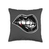 Vampire Teeth x Biting Lip Throw Pillow
