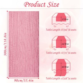 Table Runner Cheesecloth 10 FT Boho Rustic Table Runner Gauze Table Runner for Wedding Spring Decor Cheese Cloth Table Runner for Baby Shower Birthday Home Decor (Rosy Pink, 5 Pack)