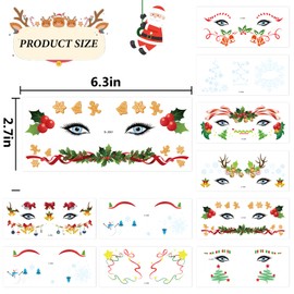 JoyfulGlam 34 PCS Christmas Face Temporary Tattoo Cute Christmas Makeup Tattoos Sticker Suitable For Children And Adults Christmas Party Gifts