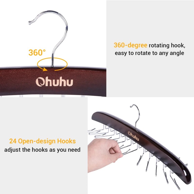 Ohuhu Tie Organizer, Ohuhu 24 Hook Tie Hanger Rack for