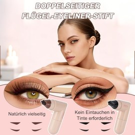 Eyeliner Stamp with Wing Tip Pen, Eyeliner Waterproof Black Brown, Smudge-proof & Quick Drying, Gentle Like a Derma Stamp, Ideal for Travel & Parties