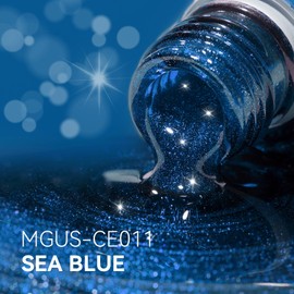 MEGIOR Sea Blue Cat Eye Gel Nail Polish 15 ML Blue Holographic Magnetic Gel Polish with Magnet Soak Off UV/LED Nail Art Salon Manicure DIY at Home
