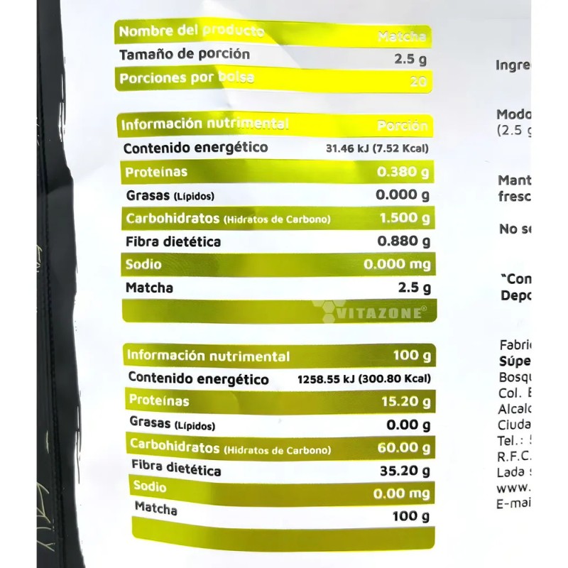 Infusion Matcha En Polvo Vidanat Con 50 Gramos