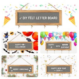 CJIAWYS Picture Frames Collage Wall Decor Hanging Photo Display Frame Felt Letter Board with 340 Letters and 30 Clips, Unique DIY Collage Picture Frames for Dorm Room Decor, Christmas Birthday Party