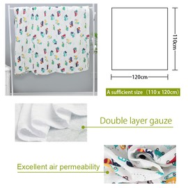 ALBOYI 2 Pack Baby Muslin Washcloths, Soft and Absorbent Baby Bath Towel 120cm x 110cm, Organic Cotton Moon and Car Cartoon Reusable Newborn Towel, Squares Muslin Washcloth Blanket for Newborn