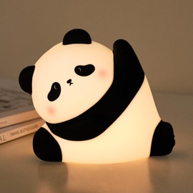 WesData Cute Panda Silicone Night Light, 3-Level Dimmable Soft Light, Timed, Rechargeable, Bedside Touch Lamp, Creates a Cozy Ambiance, Ideal Decoration and Gift for Kids, Boy, Girl, and Friend