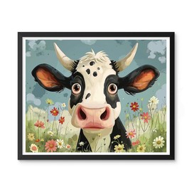 Natuyalo Paint by Numbers for Adults - DIY Adult Paint by Number Kits Painting on Canvas Cow in Flowers Painting by Numbers for Beginners, Animal Art Craft Kits for Adults (16x20 Inch)