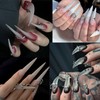 Furtherpretty Piercing Nail Charms Set, 3D Silver Alloy Goth Punk