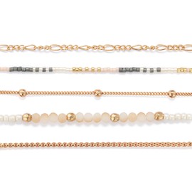 DEMDACO 1004440282 Sharing Kindness Womens Cloud and Rose and Gold Tone Stone and Metal Layering Bracelet Set of 5