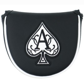 Kimpengofu Golf Club Poker Ace Mallet Putter and Blade Putter Cover Magnetic Closure Synthetic PU Leather Protector Headcovers (Black Semicircle Mallet Putter)