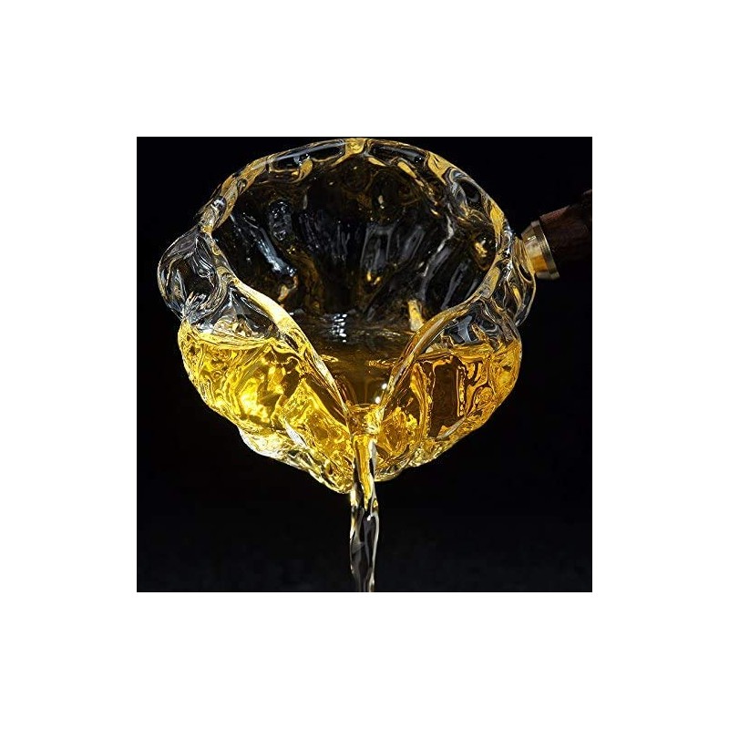 Glass Tea Serving Pitcher Decanter, Wooden Handle, Chinese Gongfu Cha