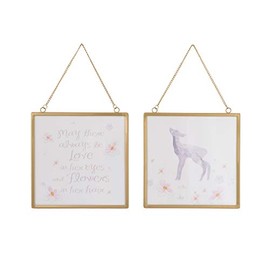 NoJo Arte de pared enmarcado de 2 piezas de ciervo acuarela