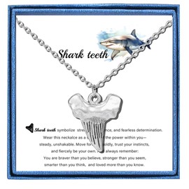 PARTNER LIUANAN Shark Tooth Pendant Adjustable Necklace for Men Women Silver Stainless Steel Durable Jewelry Gift for Beach Lovers Adventurers Birthday (Shark Tooth Necklace)