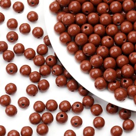1000 abalorio redondas de acrílico café liso de 6 mm, bolas acrílicas redondas de bolas de chicle, abalorio gruesas, abalorio de resina de plástico para hacer collares y pulseras, suministros de manualidades
