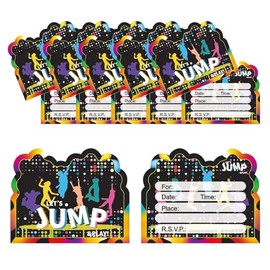 20PCS Trampoline Jump Birthday Party Invitations, Bounce House Birthday Invitations For Boys Girls,Jump Birthday Party supplies (No Envelope)