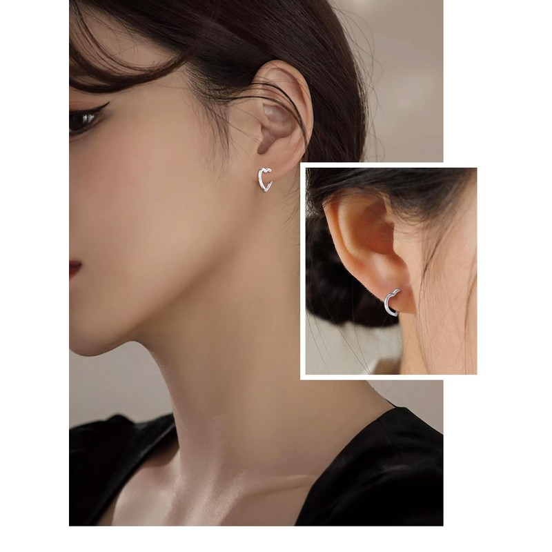 FOCALOOK Women's Hoop Earrings, 925 Silver, Hypoallergenic, Popular, Cool, Stud