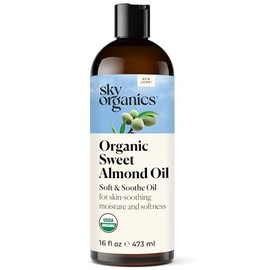 Best Sweet Almond Oil by Sky Organics 16oz- 100% Pure, Cold-Pressed, Organic Almond Oil. Great As a Baby Oil- Works Wonder On Wrinkles- Anti-Aging. Almond Oil- Carrier Oil for Massage.