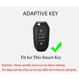 HIBEYO 3 Button Key Fob Cover for Peugeot 308 408 508 2008 3008 4008 5008 Key Smart Key Cover Accessories Fashion Alloy TPU Key Protector-B Keychain Silver
