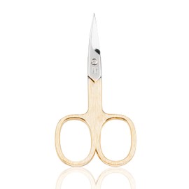 TITANIA Solingen Nail Scissors Gold-Plated (9.5 cm) • Curved Scissors • Extra Sharp Cuticle Scissors • Professional Manicure Scissors Made of Chrome-Plated Steel • Made in Germany (Solingen)