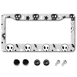 GUWEI License Plate Frames Cartoon Alien UFO License Plate Holder Funny Vintage Aluminum Front Car Frame Cover Decor for Women Man (GW-65)