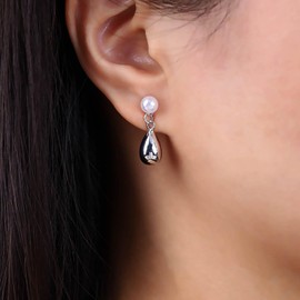 Atentuyi Small Pearl Earrings Gold Drop Earrings Tiny Drop Tassel Earrings Vintage Pearl Earrings Jewellery for Women and Girls, Alloy Steel