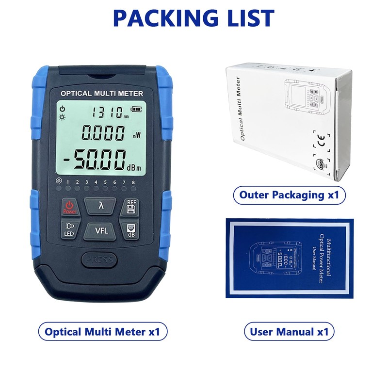 5-in-1 Fiber Optic Cable Tester, Portable Optical Power Meter with