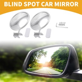 Partuto 1 Pair Universal Blind Spot Car Mirrors - Car - Plastic Silver Tone