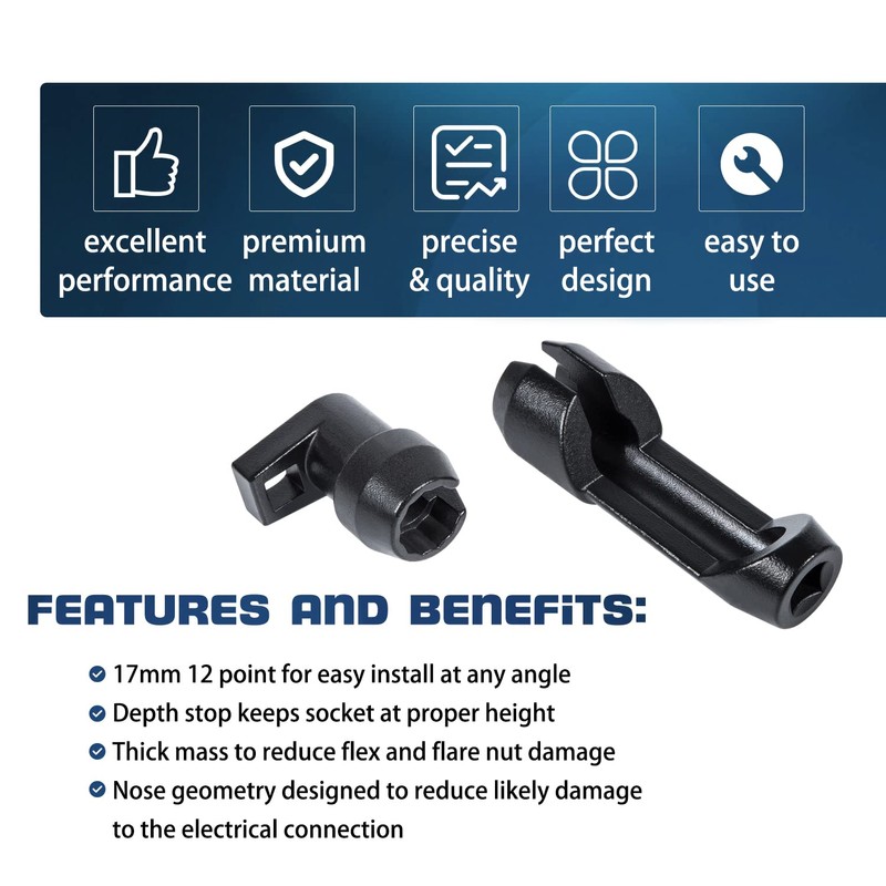 Fuel Injector Socket Set 17 mm 12 point Injector Line