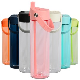 Elemental Leak Proof Water Bottles for Kids - Splash Kids Water Bottle for School - BPA Free Tritan Plastic Reusable Water Bottle with Straw - Rose - 26oz