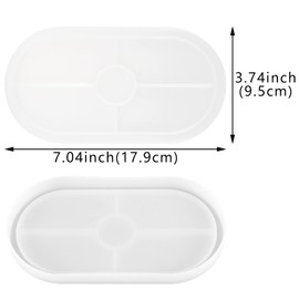 3 Pack Oval Coaster Mold Silicone Epoxy Resin Tray Mold Large DIY Casting Craft Decorating for Craft Jewelry Storage Home Decoration (Transparent White)