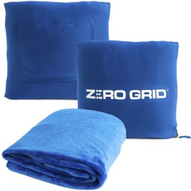 Lightweight Travel Blanket - Premium & Compact Airplane Wearable Blanket with Neck Snaps, Cozy Foot Pockets, Zipper Pouch - Converts into Soft Pillow - Designed for Ultimate Comfort - Royal Blue