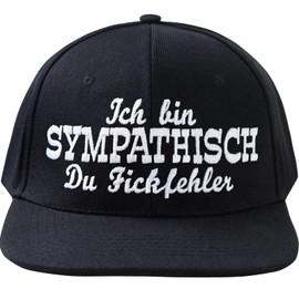 EXPRESS-STICKEREI Abuse Cap | Adjustable Unisex Cap with Embroidery | Smapback Cap with Closure | Outdoor Baseball Cap for Sports & Leisure | Festival Concert Cap | One Size, Black/Ich bin sympathisch