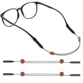 Amabro 2PCS Adjustable Glasses Strap, No Tail Eyeglass Holder Sports Eyewear Retainer Sunglasses String Holder Kid Glasses Strap for Men Women 35cm/14in(Basketball)