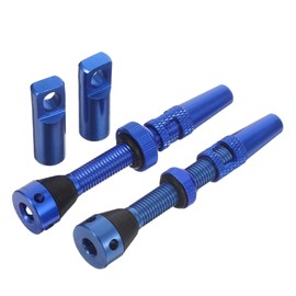 SUPVOX 4pcs Tubeless Tire Valve Stem Set Blue Aluminum Alloy with Valve Core Remover Tool for Mountain and Road Bikes with Dust Caps for Stable Air Pressure and Easy Inflation Maintenance