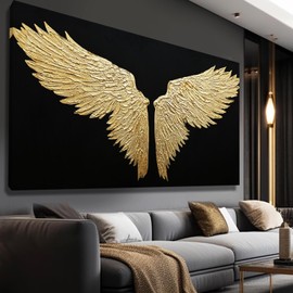 NBAODAN Large Canvas Art Black Abstract Wall Decor Gold Bird Painting Modern Wall Art for Office Minimalist Home Decor Artwork for Living Room 29x58 Inch