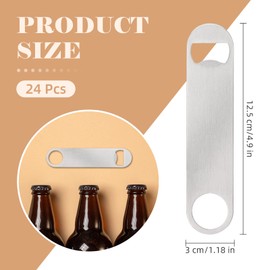 Ohiyoo 24 Pack Flat Beer Bottle Opener 5 inch Heavy Duty Stainless Steel Flat Bottle Opener Metal Beer Bottle Openers Silver Beer Openers for Bartender Kitchen Bar or Restaurant (Silver, 5 inch)