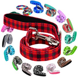 EcoBark Dog Leash - Soft & Reflective Comfort Leash with Padded Handle - Strong Durable Heavy Duty - Training and Pulling for Small, Medium or Large Dogs (Red Buffalo Plaid)
