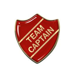 Team Captain Red School Shield Badge