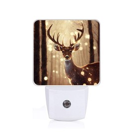 SLHFDKL Forest Deer Night Light, Plug-into Wall Wild Life Nightlight Lamp with Dusk to Dawn Sensor, Led Lamp 0.5W Energy Efficient for Boys Girls Adults Home Decor