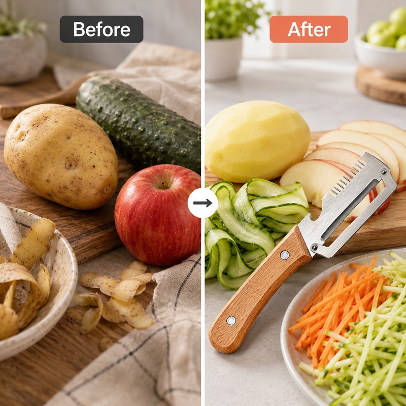 3-in-1 Stainless Steel Peeler for Kitchen Prep – Vegetable, Fruit