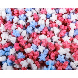 Bubblefast! Brand FunPak Plant Based Biodegradable Packing Peanuts, 1.5 cu ft Bag, Compostable (Red, White, Blue Stars)