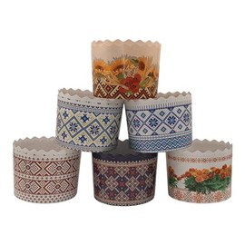 chutemka - 12 Pack | 12 oz Different designs of Paper Mold, Round Easter Bread Baking Paper Molds (Vyshyvanka)