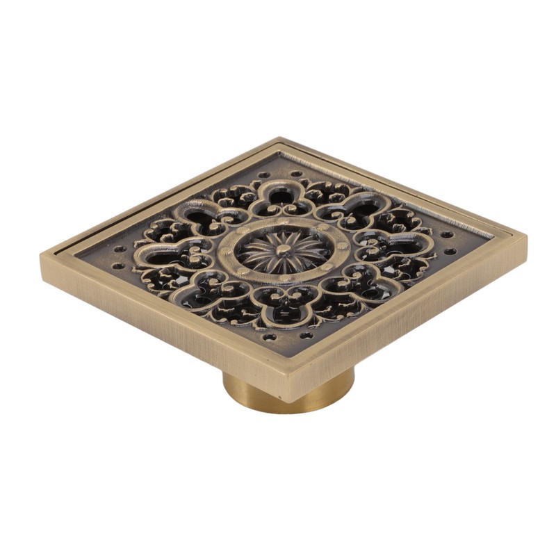 Copper Floor Drain Squared Retro Large Flow Odor Proof Shower