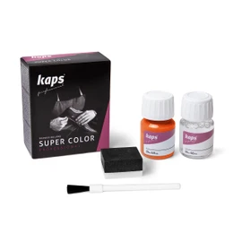 Kaps Dye Super Color + Preparer (25 ml each), Professional Leather Dye for Natural Leather, Faux Leather and Fabric, For Nourishing and Repairing Leather Shoes (128 - Orange)