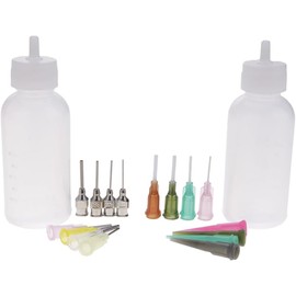 Kit de tatuaje temporal de henna, 2 uds., botellas aplicadoras vacías con 16 puntas, agujas para tatuaje henna, cono, punta precisión, aplicador, pegatinas