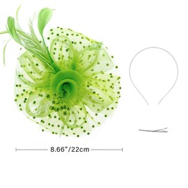 DRESHOW Fascinators Hat Flower Mesh Ribbons Feathers on a Headband and a Clip Tea Party Headwear for Girls and Women