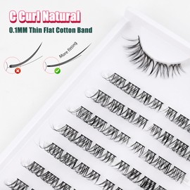 Cat Eye Lashes Individual Cluster Lash Clusters Mixed 8-13mm Lashes Natural D Curl Pre-mapped Left & Right Wispy Eyelashes Siligli 64 Pcs DIY Cluster Eyelash Extensions 0.1MM Thin Band Lashes 8 Pair