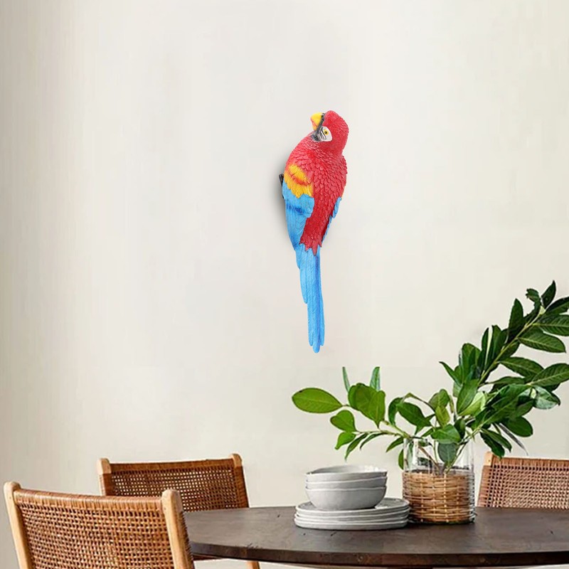 Parrot Figurine Simulation Vivid Innovative Wall Mounted Hand Painted Resin