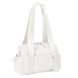 MANGOKKA Gym Bag, Multi-Pockets Luggage Bag, Carry On Bag for Women, Adjustable Shoulder Strap Travel Duffle Bag with Dry/Wet Pocket, High Volume Overnight Duffle Bag for Travel, Gym (White)