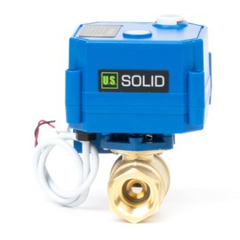 U.S. Solid Motor Ball Valve with Manual Function - 1/2 Inch Brass, Full Bore, 85-265 V AC, 2-Wire Automatic Return, Closed without Current